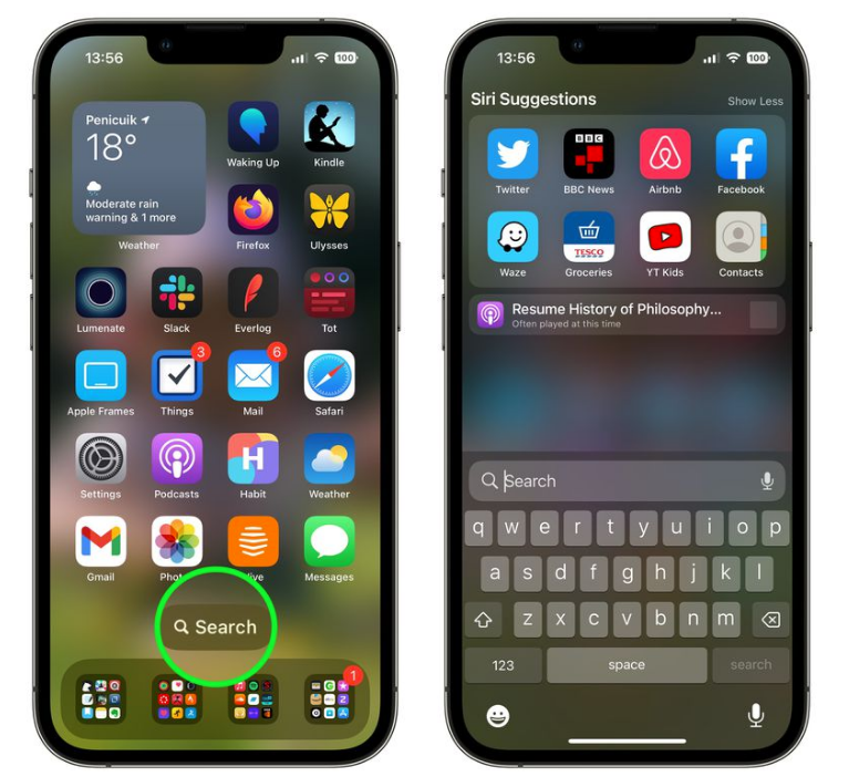大观苹果手机维修分享升级到 iOS 16 后，如何删除主屏幕上的搜索按钮 