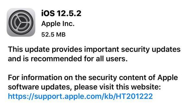 大观苹果手机维修分享iOS12.5.2发布，建议所有老苹果用户安装 